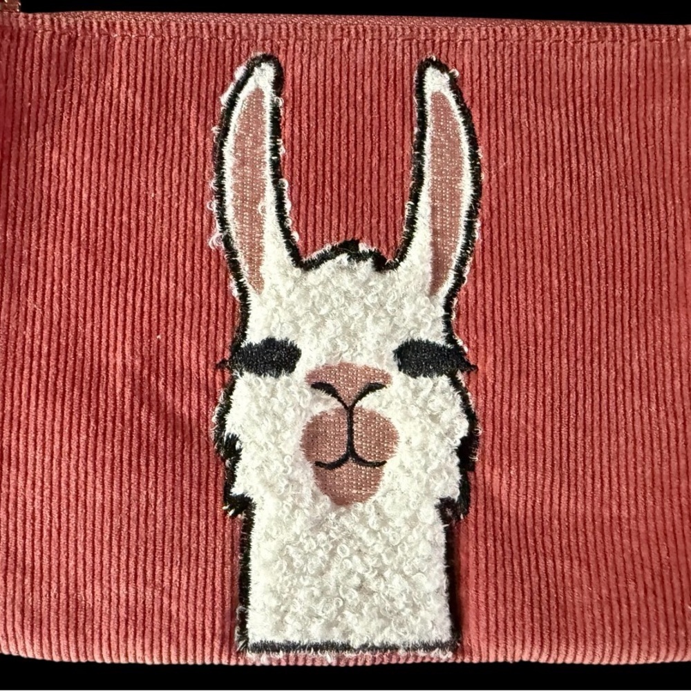 Old Navy Llama Wristlet Wallet Corduroy Pink Wrist Strap NWT - Picture 2 of 5